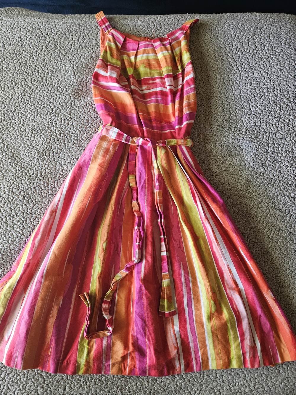 Women's Multicolor Striped Sundress - Pink & Orange